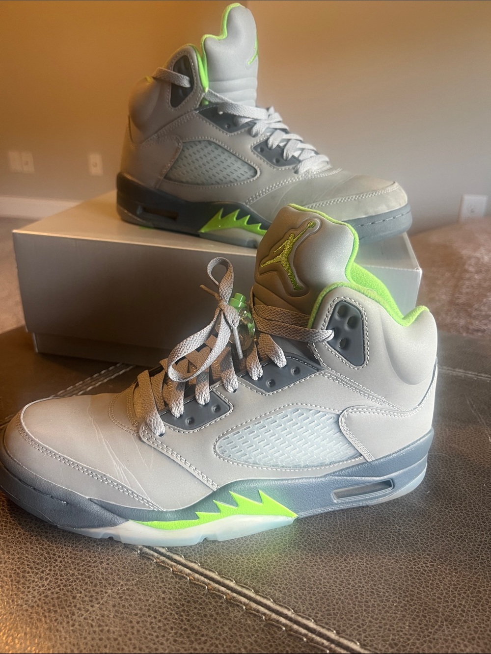 Jordan Kids Sneakers in Gray and Neon Green